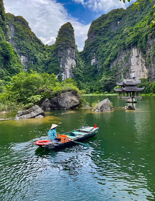 Boat trip at Trang An in Ninh Binh, Vietnam