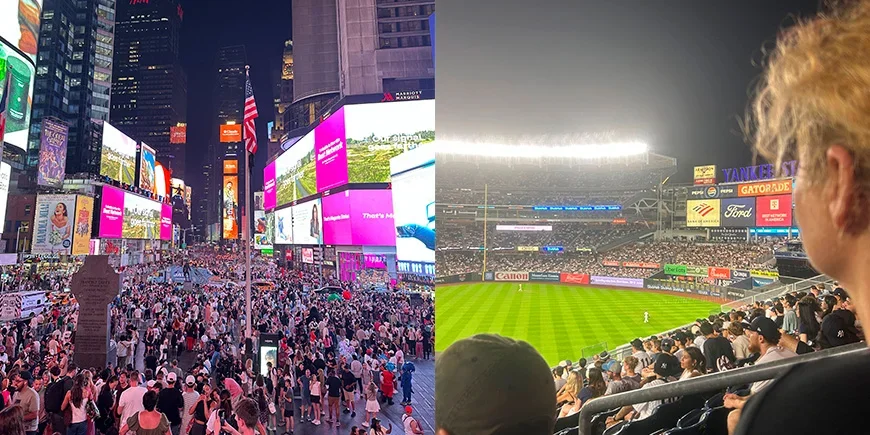 Bianca at a baseball game with the New York Yankees