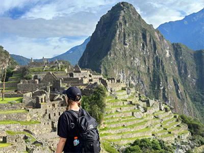 Woman exploring Machu Picchu