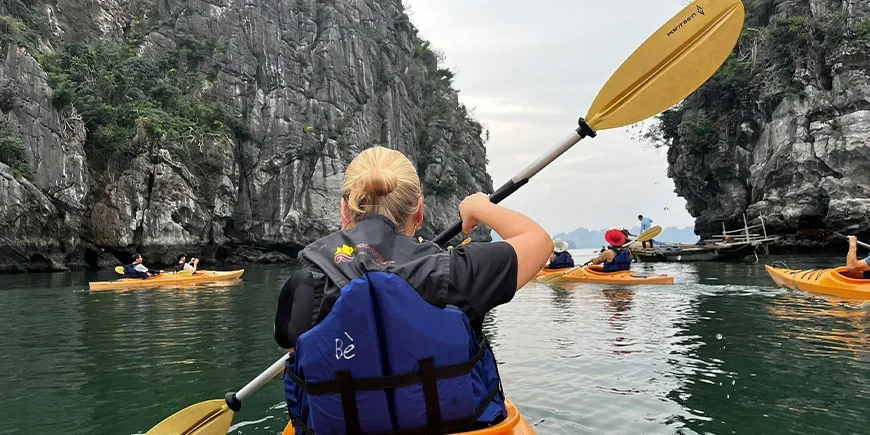 Kayaking through Bai Tu Long Bay