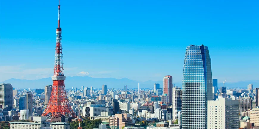 Tokyo Tower and view of Mount Fuji