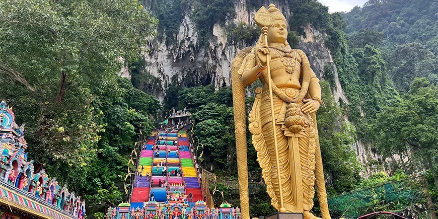 The staircase at the entrance to Batu Caves in Kuala Lumpur