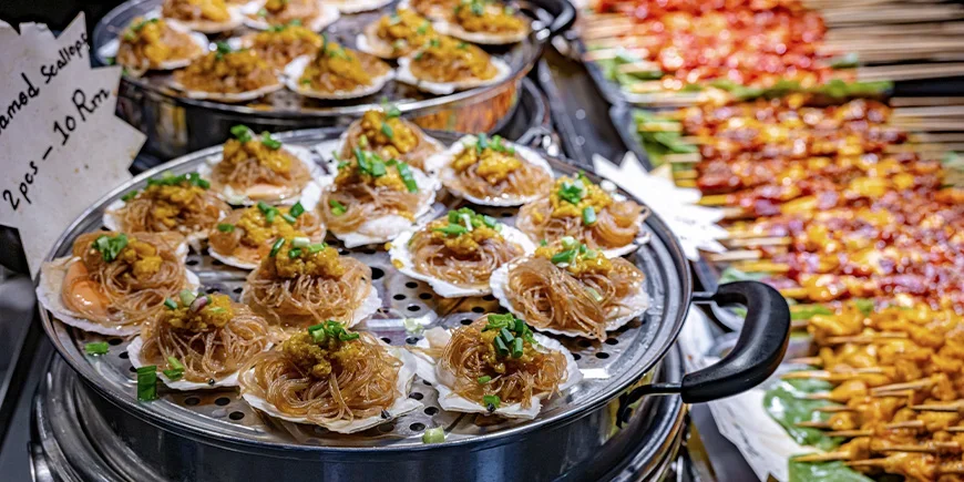 Food from Jalan Alor food market in Kuala Lumpur