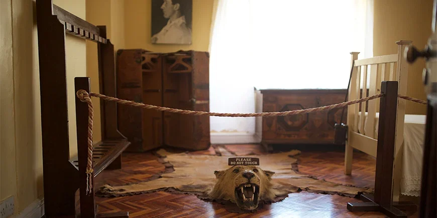 Lion rug on the floor of the Karen Blixen Museum in Nairobi