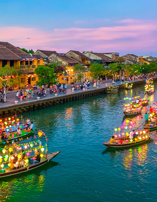 Boats sailing in Hoi An, Vietnam