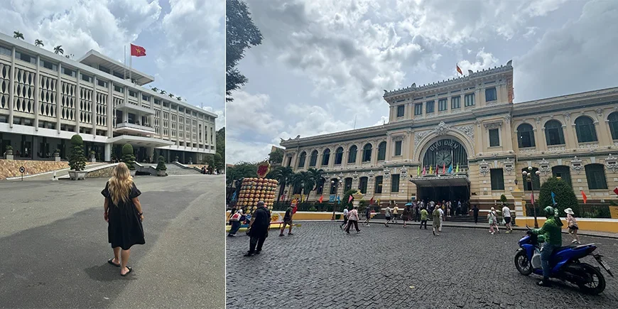 Reunification Palace and the old post office in Ho Chi Minh City