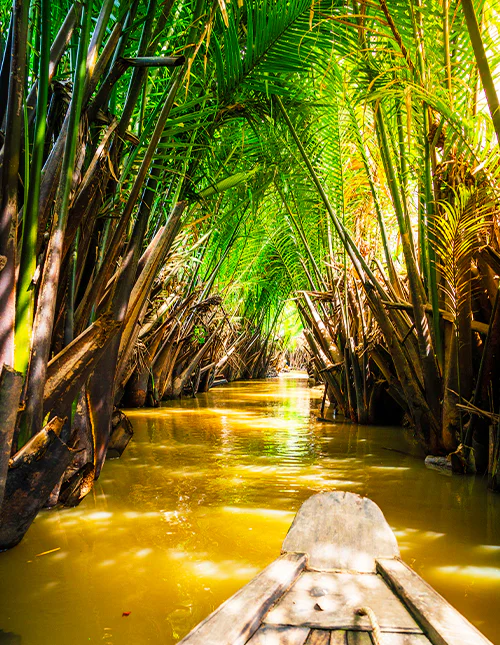 Traveling through canals of Mekong Delta in Southern Vietnam