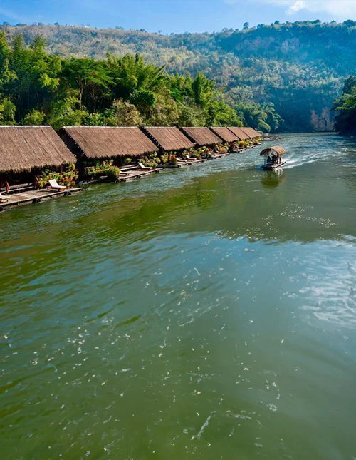 Floating resort on the River Kwai, Thailand.