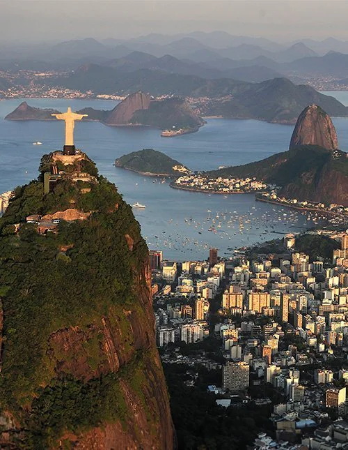 The Christ the Redeemer statue in Rio de Janeiro, Brazil, overlooking the city