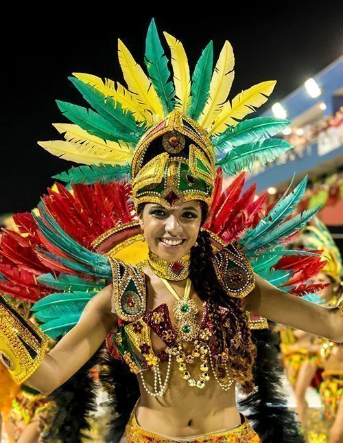 Smiling woman wearing a carnival costume in Brazil