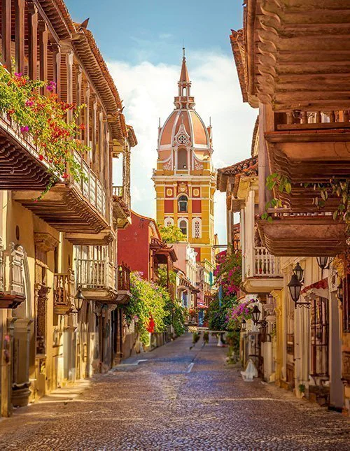 The beautiful streets of Cartagena de Indias, Colombia
