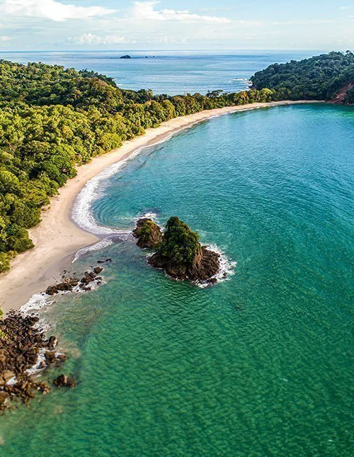 Aerial View of Tropical espadilla beach and Coastline near the Manuel Antonio national park