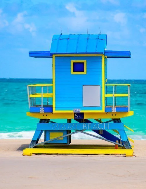Miami Beach lifeguard tower in the Florida sunshine